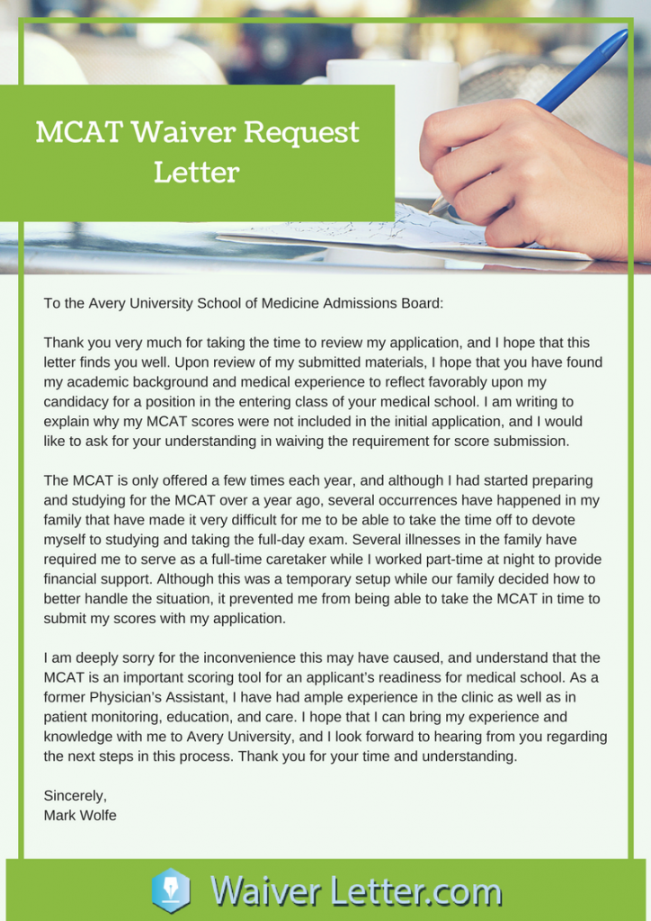 mcat waiver request letter