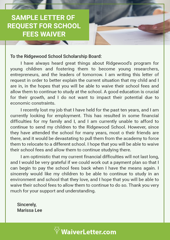 quality sample letter of request for school fees waiver quality sample letter of request for school fees waiver