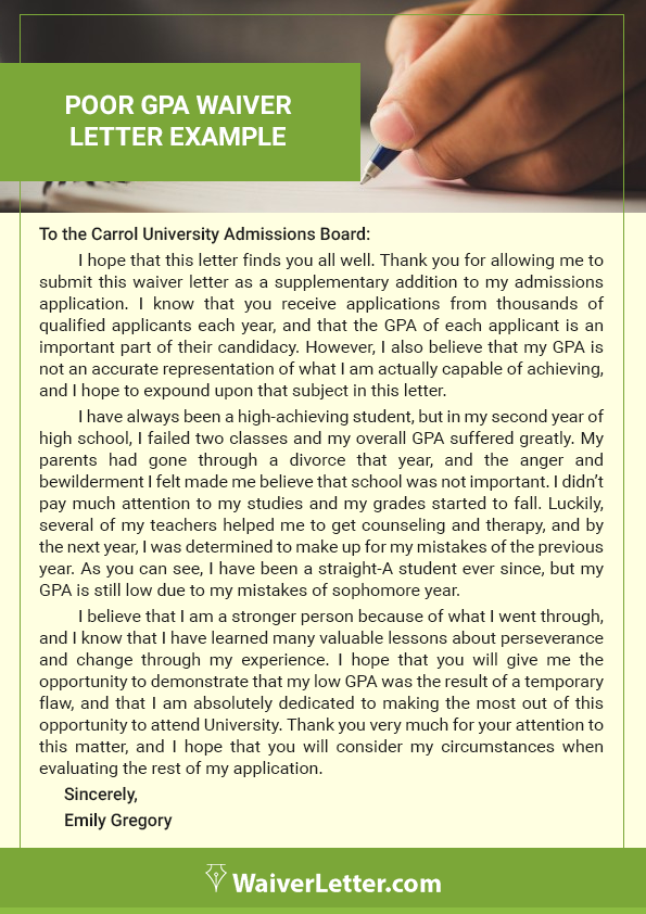 poor gpa waiver letter example online poor gpa waiver letter example online