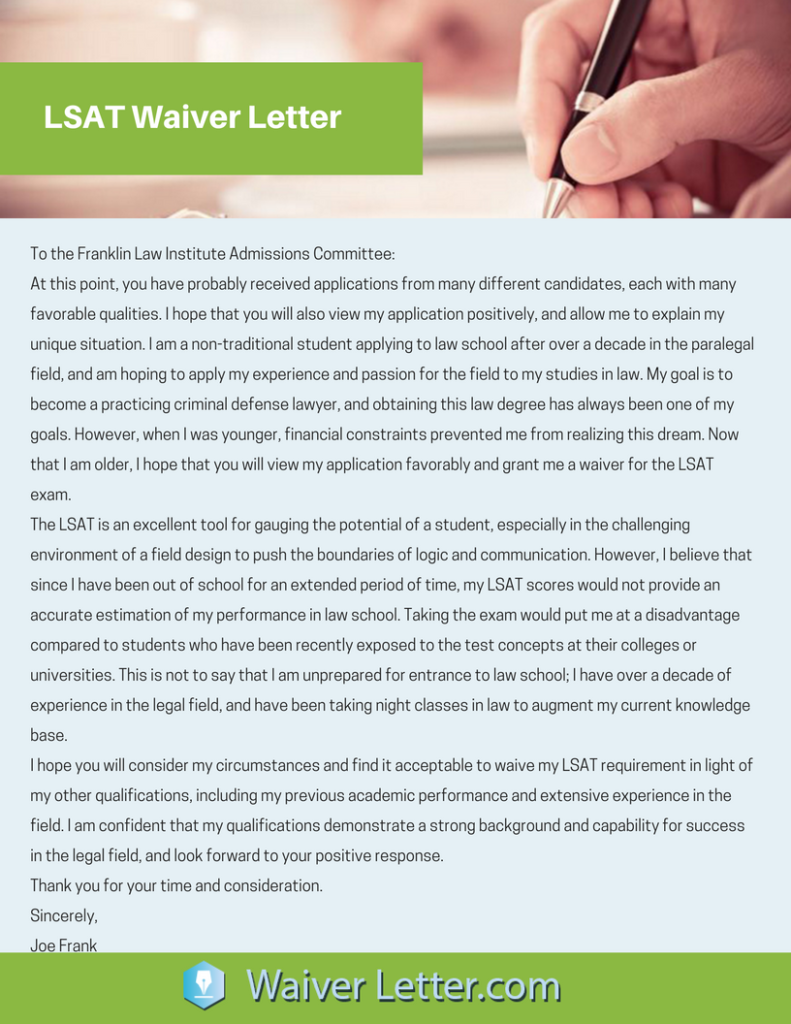 Gmat waiver letter sample picture