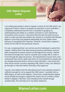 gre waiver request letter sample