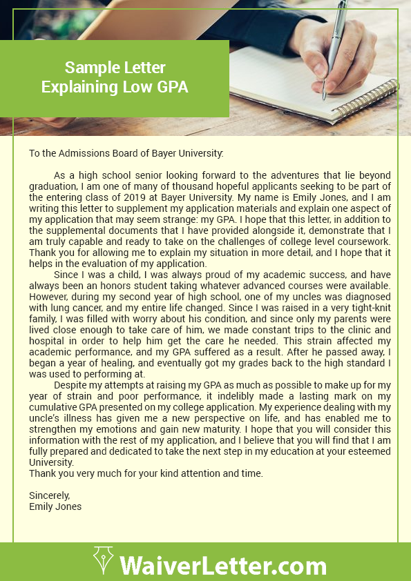 GPA Explaining Poor GPA Low Waiver Tips Letter 7 | Sample | 7 GPA Low Poor Letter GPA Tips Waiver Explaining Sample