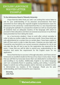 professional english language waiver letter example professional english language waiver letter example